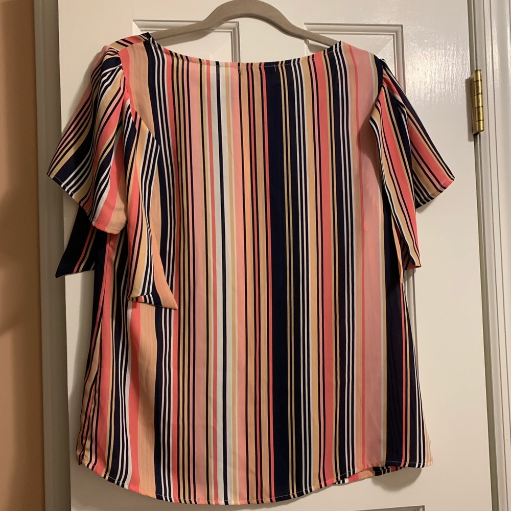 NWOT! Roz & Ali Stipe Multicolored Blouse - Picture 3 of 3